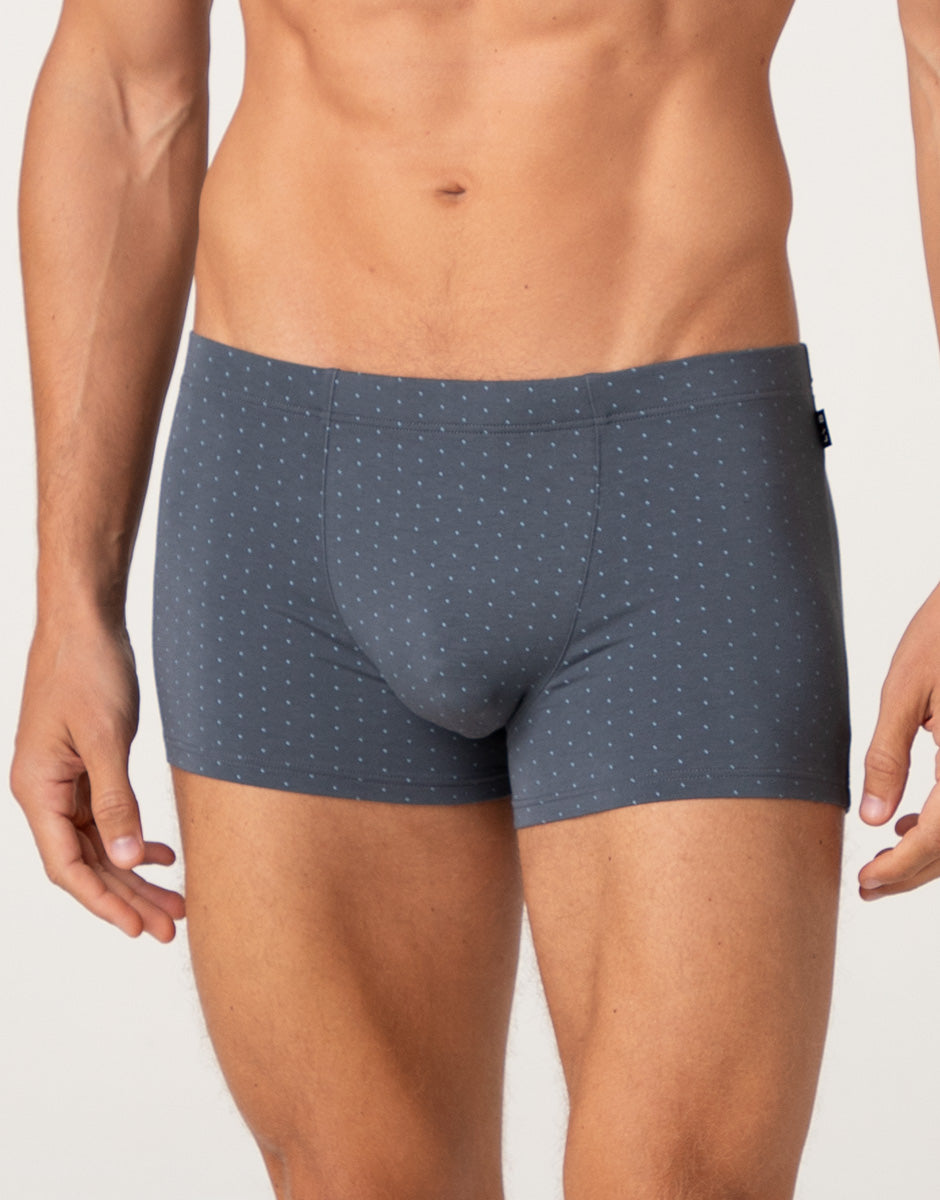 Lovable Man Printed Cotton Modal boxer antracite pois azzurro