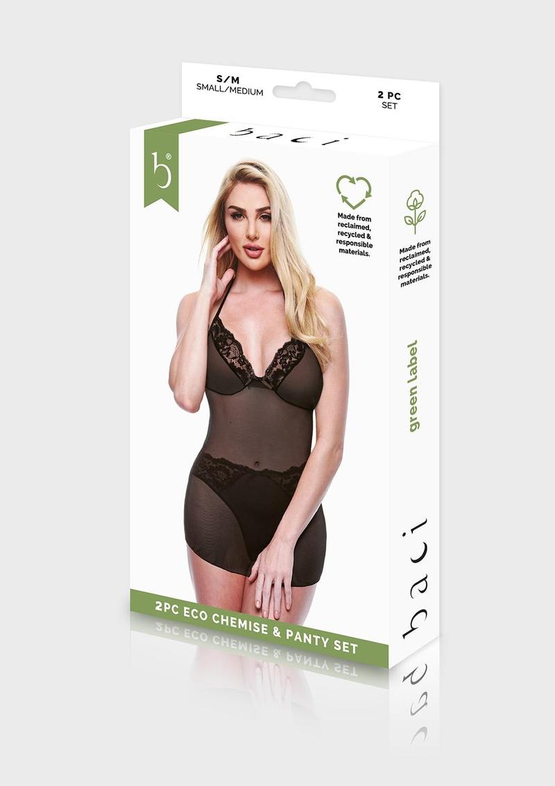Baci Lingerie Green Label Eco Chemise set 2 pezzi nero