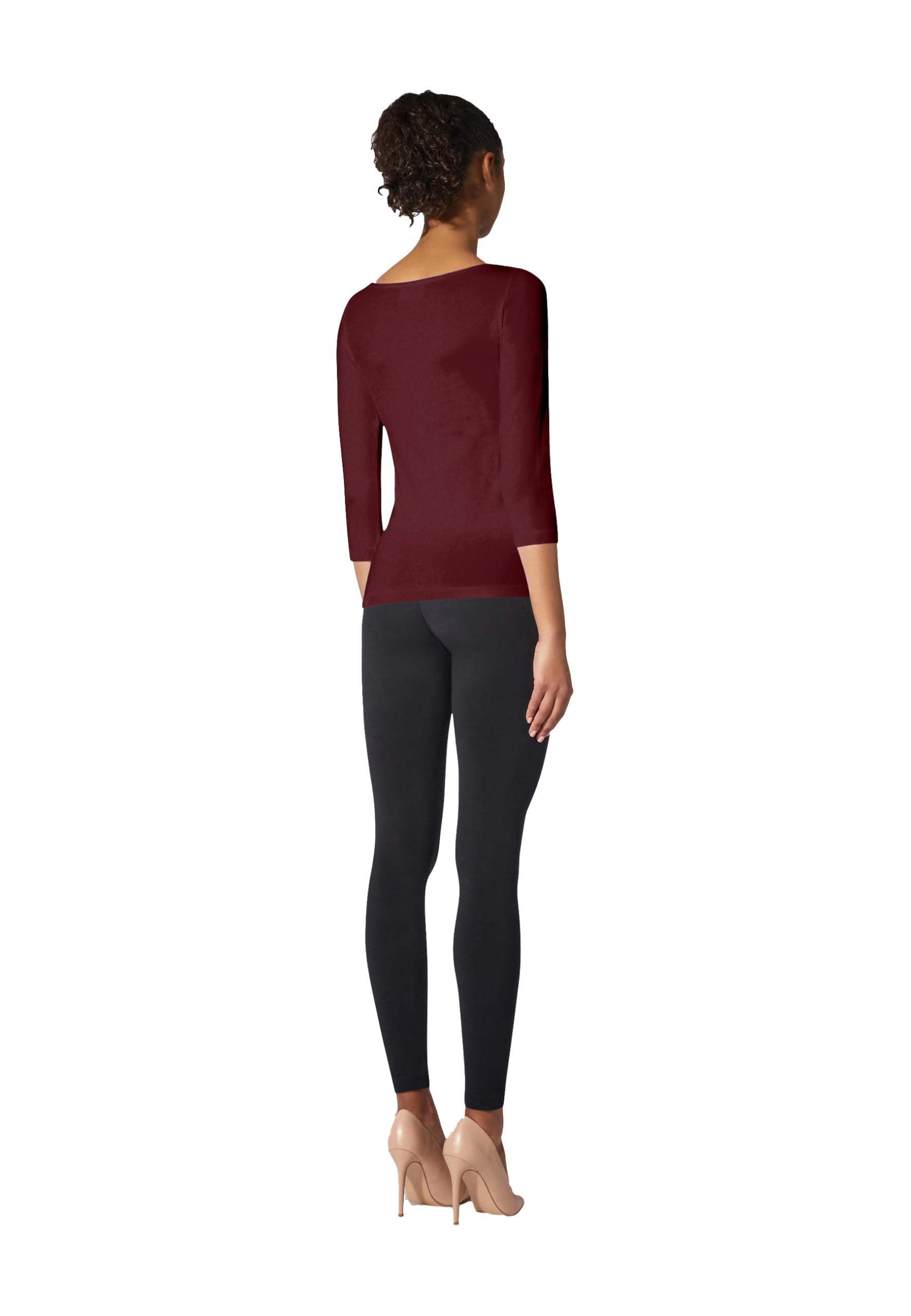 Wolford Cordoba top 3/4 scollo a barca rosso mezzanotte