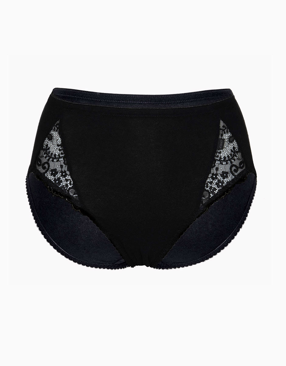 Lovable Lovely Charme Slip Midi Nero in Cotone Pizzo