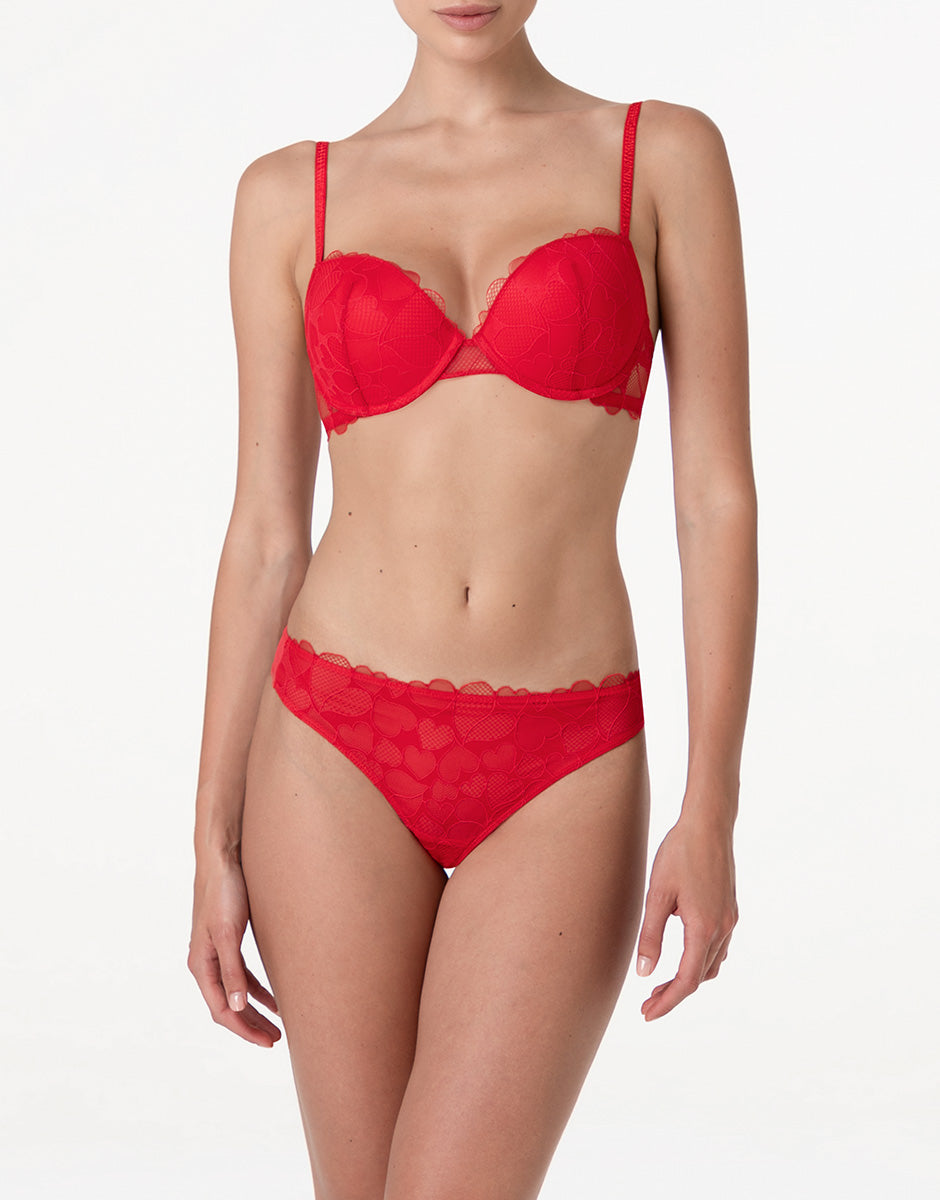 Lovable Romance Hearts reggiseno push-up rosso cuori in tulle