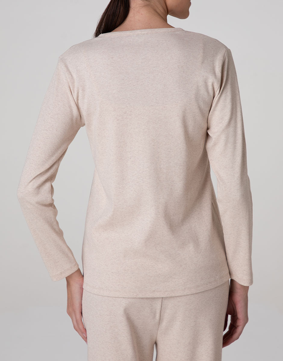 Lovable Cardigan Aperto Cotone a Costine beige melange