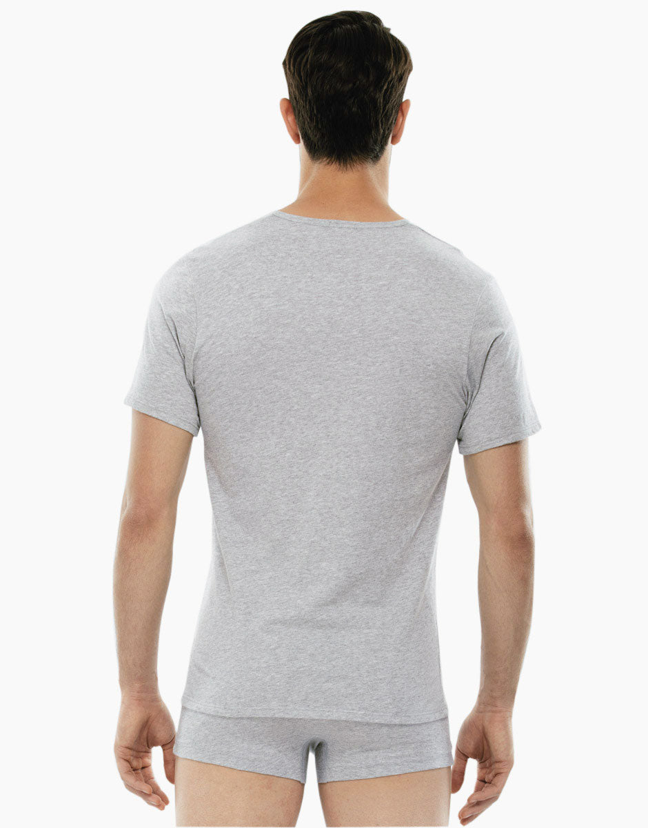 Lovable Pure Cotton t-shirt grigio melange scollo a V cotone