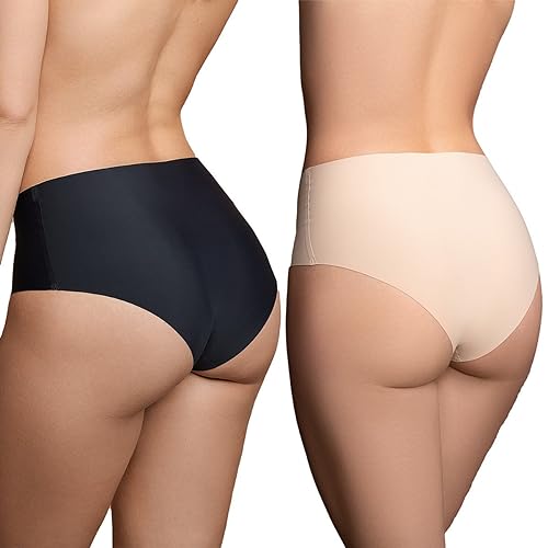 Bye Bra Invisible slip vita alta 2 pezzi nero e beige XS