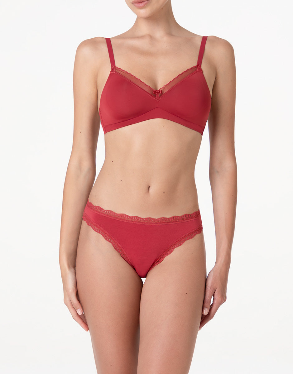 Lovable Panties slip rosso lampone in cotone e pizzo