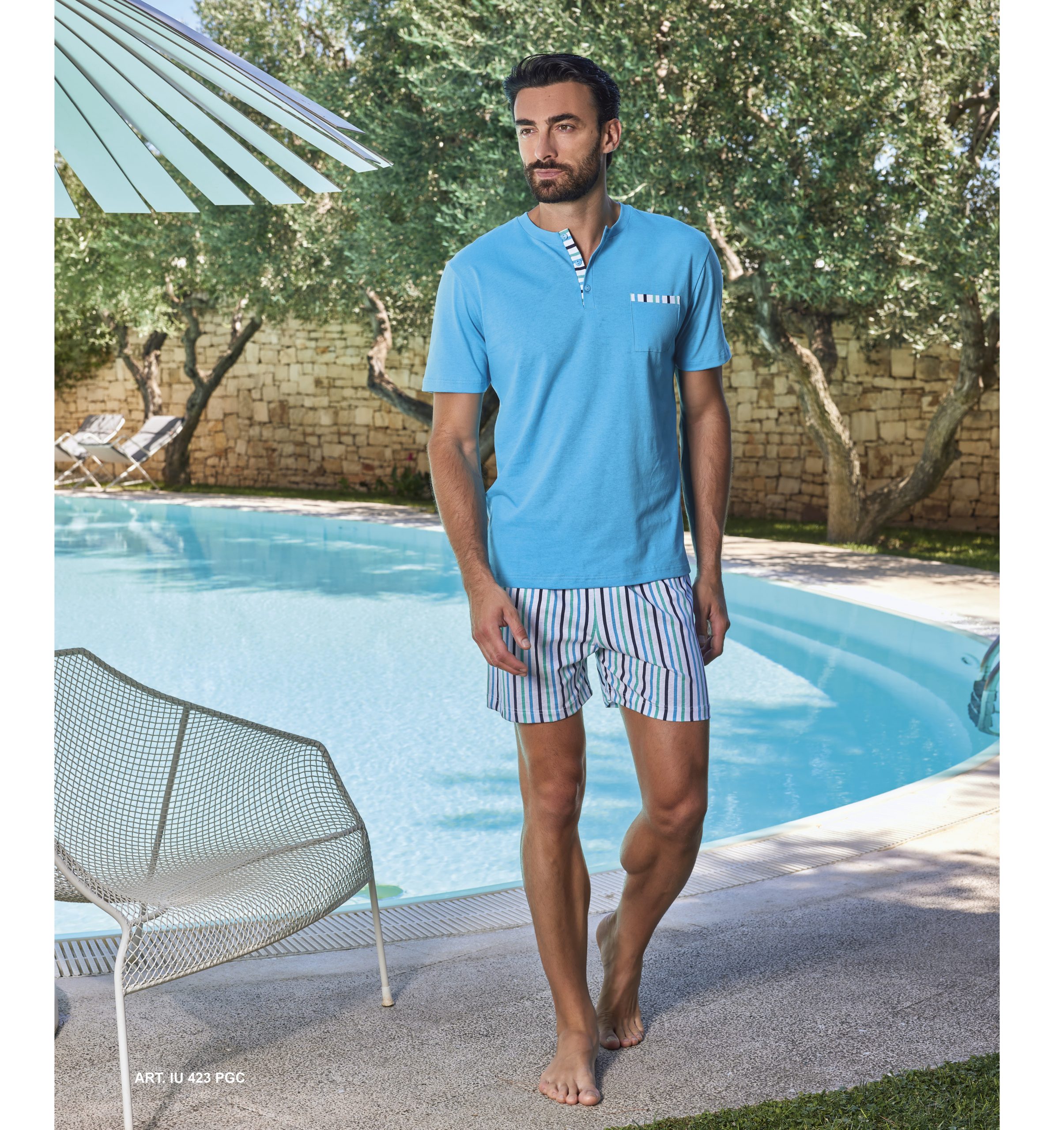 Intimami pigiama corto uomo serafino short righe multicolor