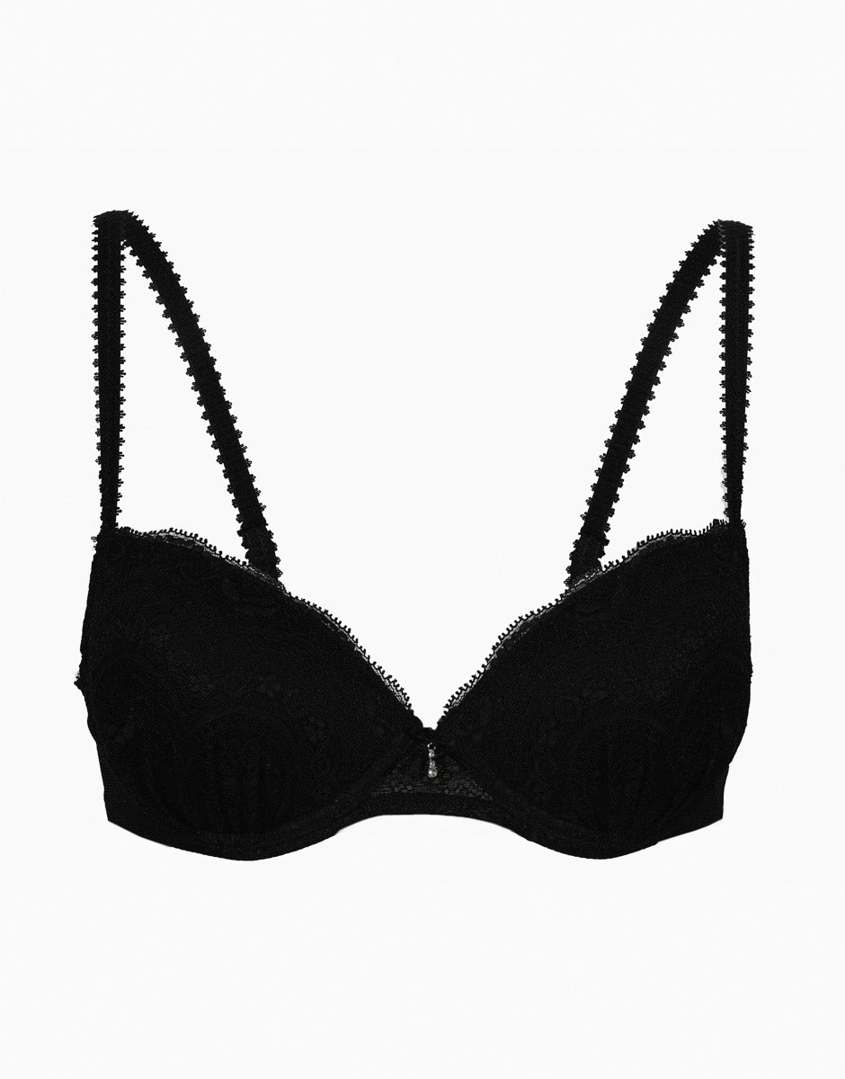 Lovable Celebrity reggiseno balconcino nero pizzo imbottito