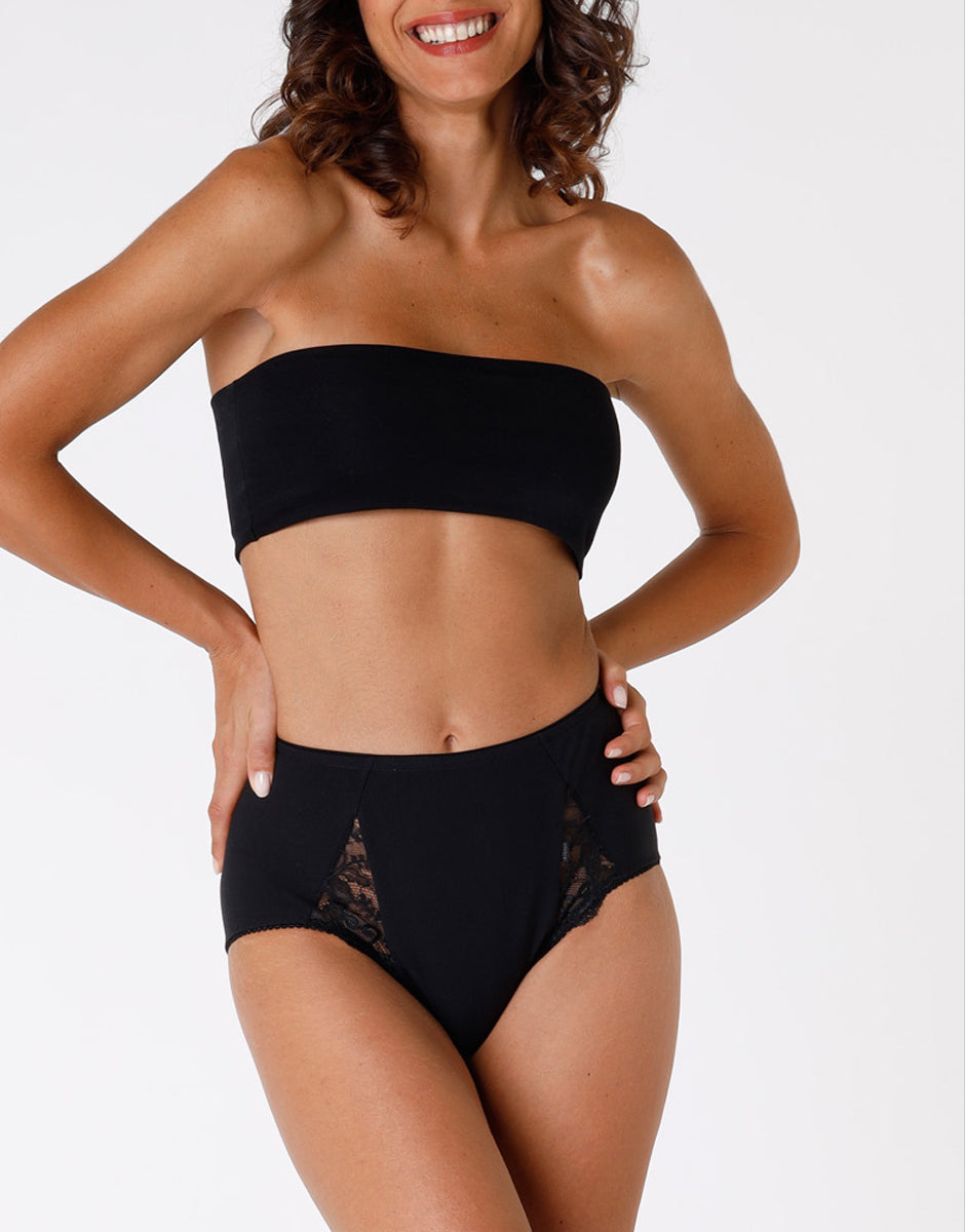 Lovable Lovely Charme slip maxi contenitivo nero cotone e pizzo