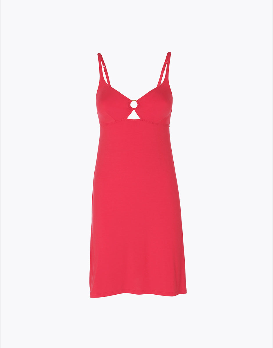 Lovable abitino mare jersey viscosa rosso ibisco spalline