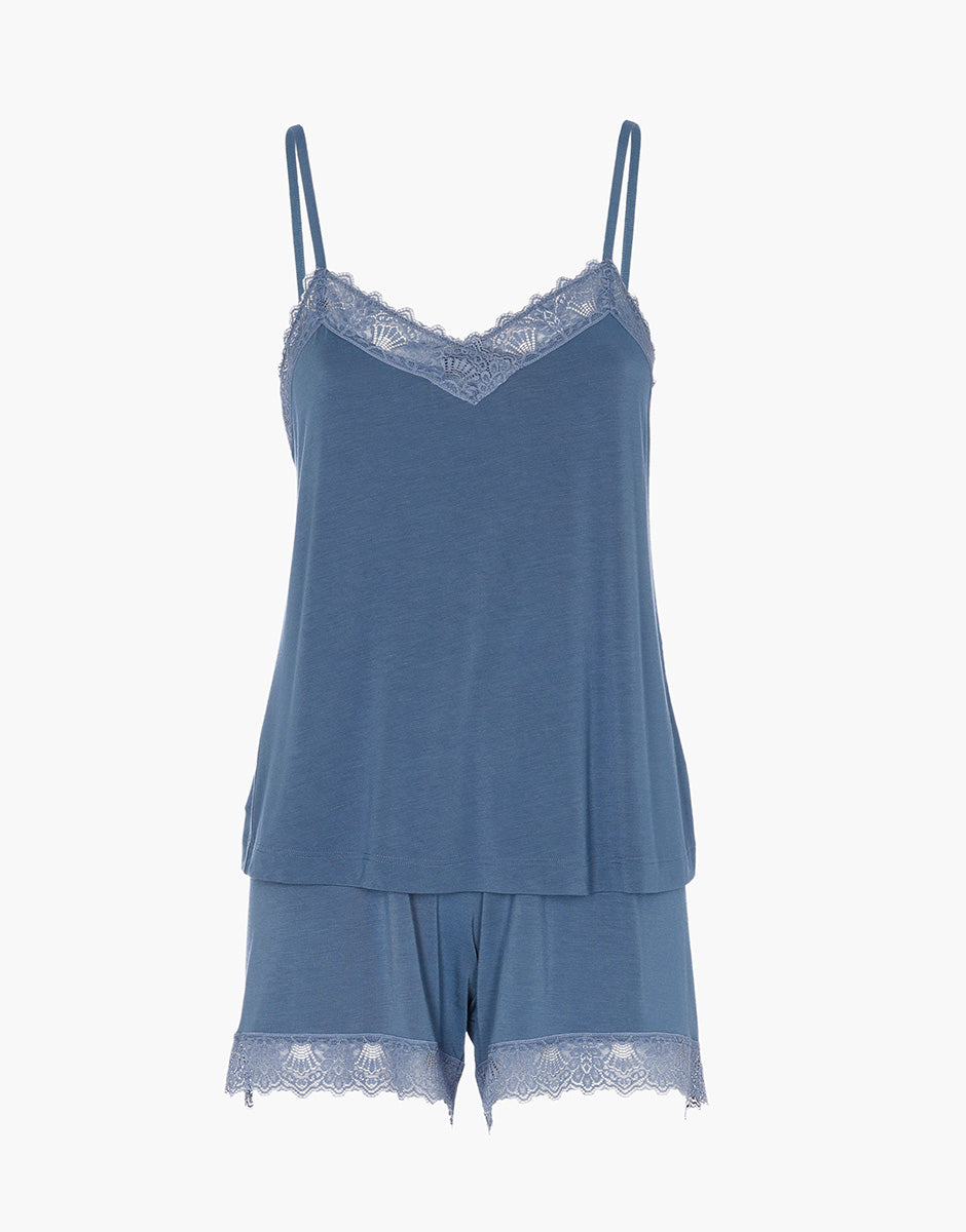 Lovable Elegant Modal pigiama top e shorts blu polvere modal