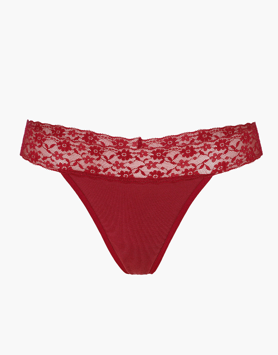 Lovable Table Panties perizoma donna rosso scuro pizzo