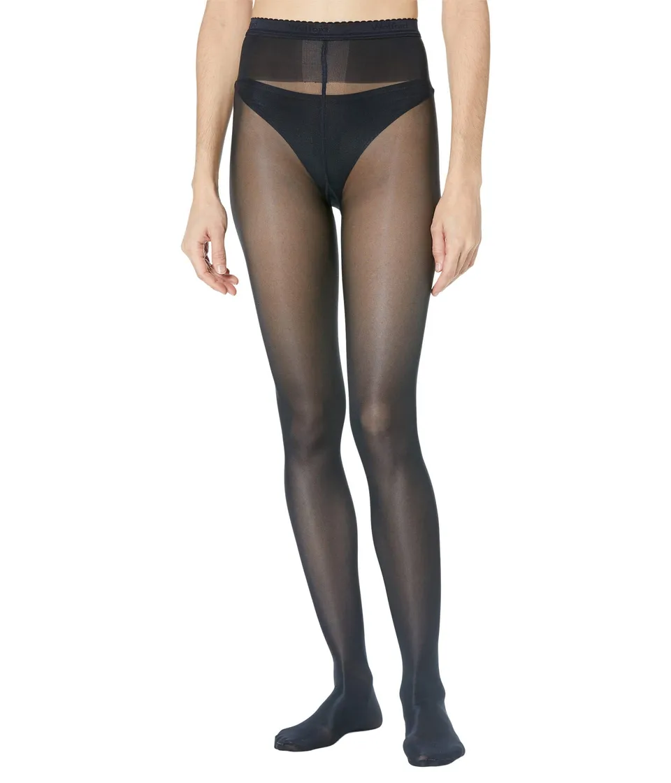 Wolford Collant 40 DEN Donna Blu Admiral Semitrasparente