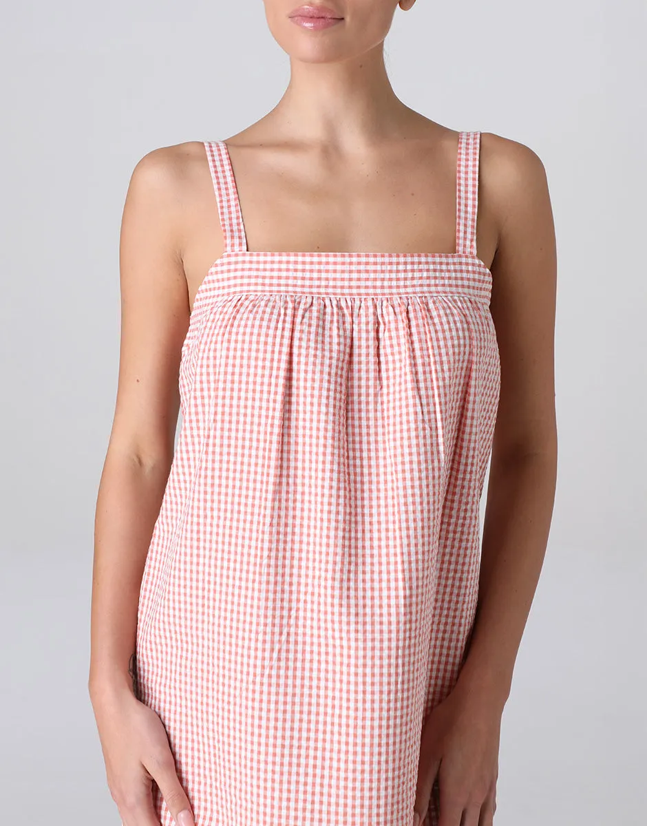 Lovable Camicia da Notte Seersucker Vichy Terracotta