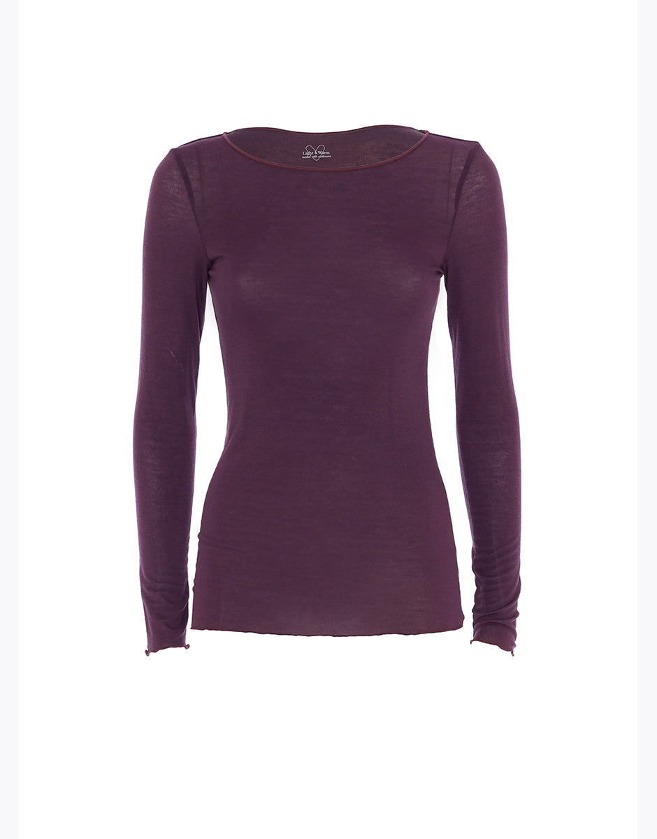 Lovable Ultralight Warm Maglia Scollo Barchetta Viola Mora