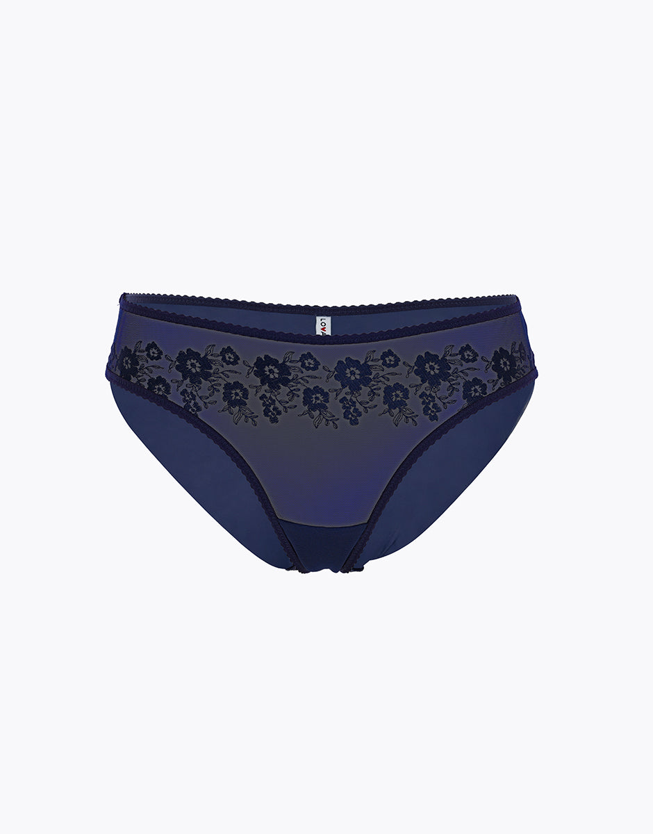 Lovable Elegant Embroidery slip tulle ricamato blu navy