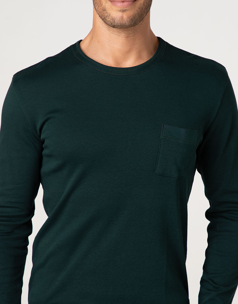 Lovable Man Interlock pigiama lungo verde scuro cotone