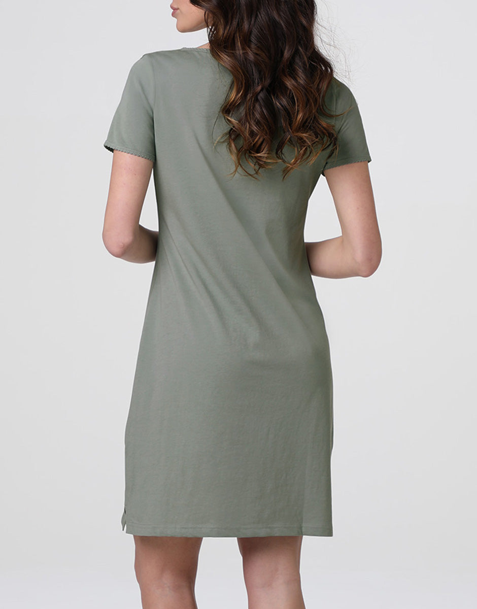 Lovable L0ETGE1-14O camicia da notte verde vintage jersey cotone