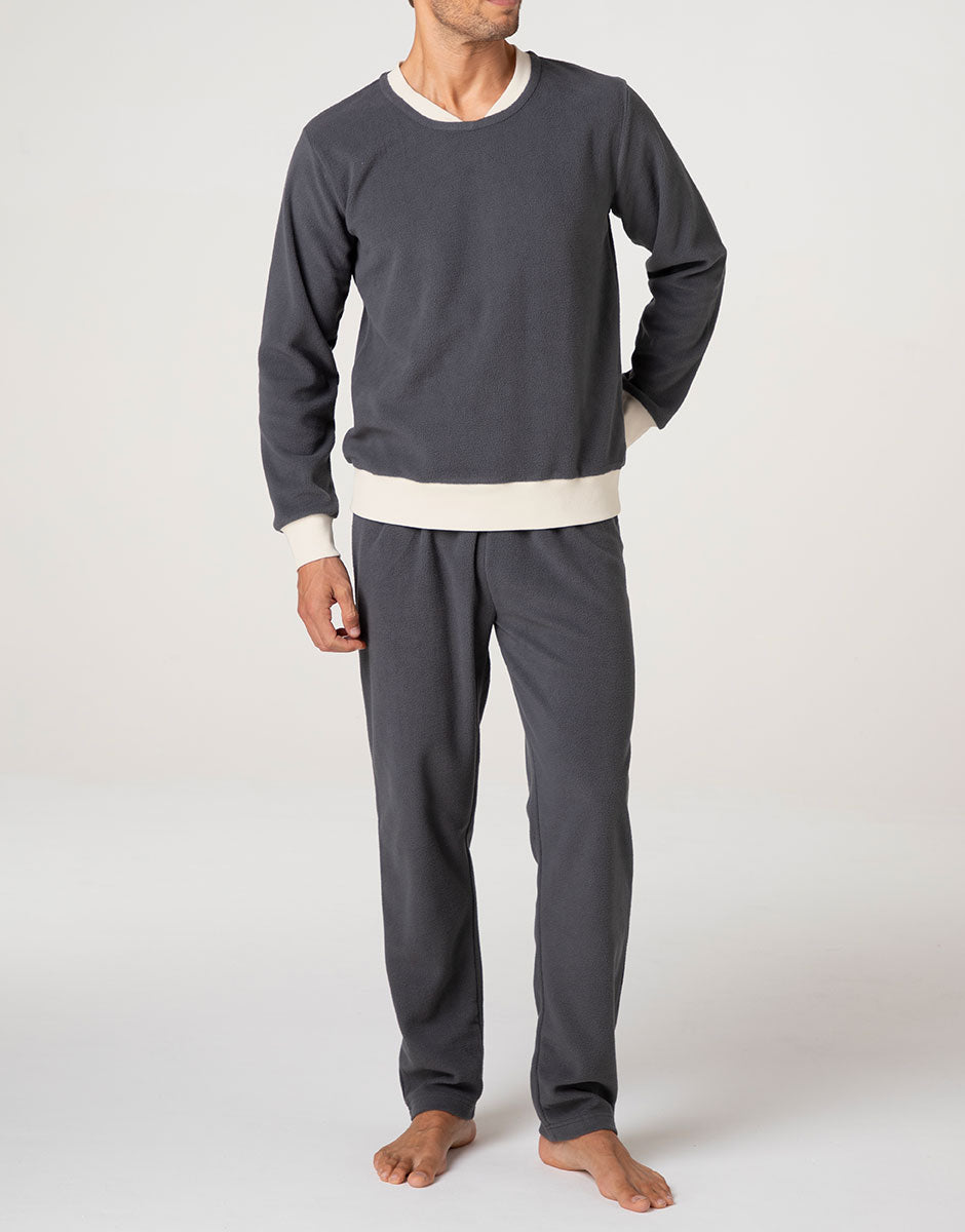 Lovable Man Homewear pigiama lungo pile grigio fumo caldo