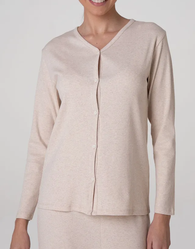 Lovable Cardigan Aperto Cotone a Costine beige melange