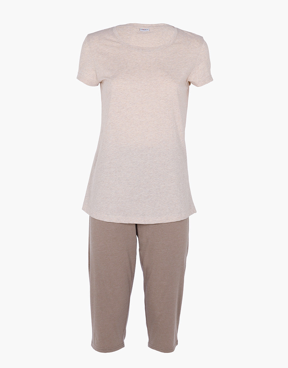Lovable Jersey pigiama capri cappuccino manica corta cotone