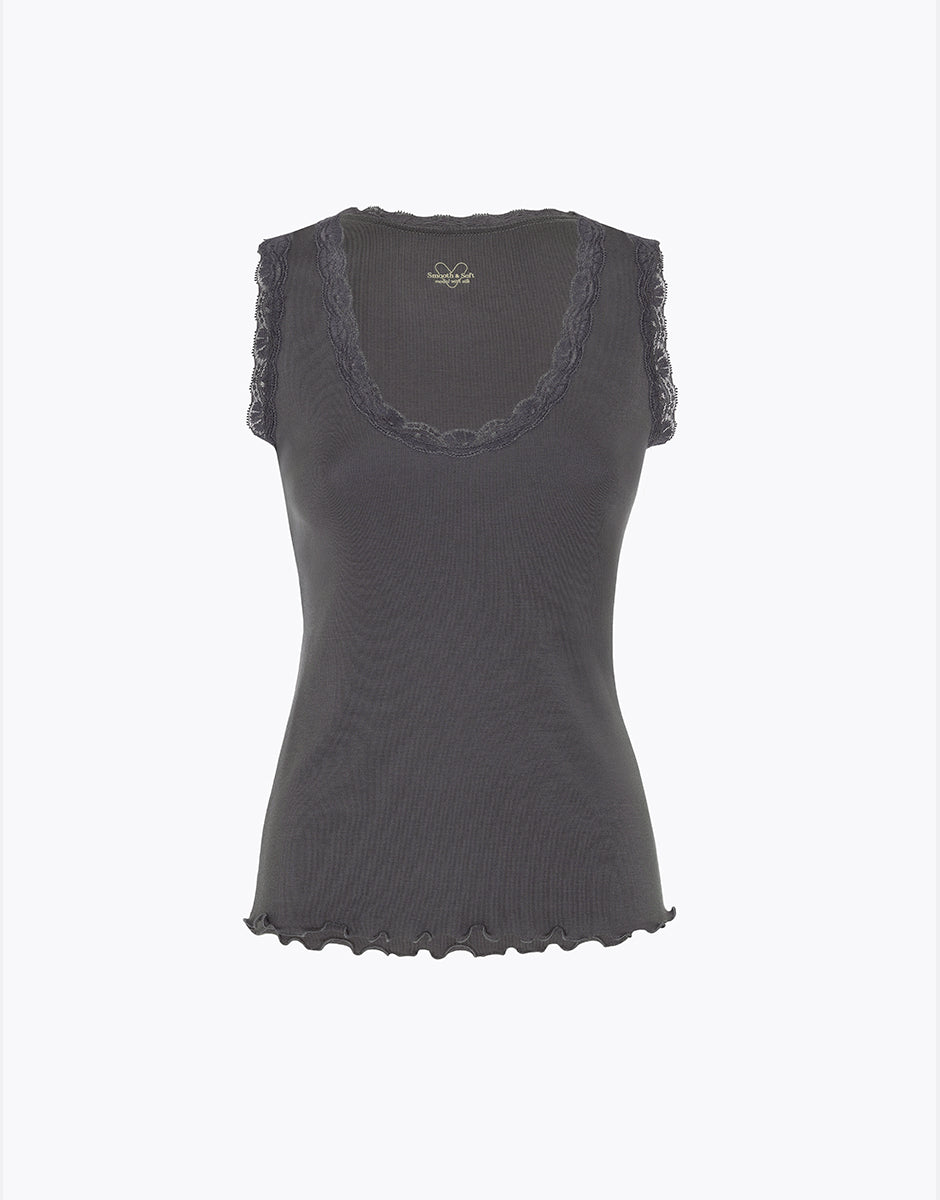 Lovable Warm Modal And Silk canotta grigio scuro pizzo modal seta