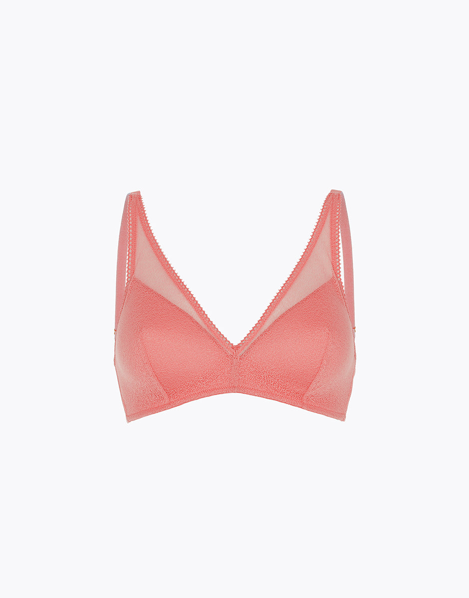 Lovable Fancy Mesh Triangolo Imbottito Reggiseno Corallo Senza Ferretto