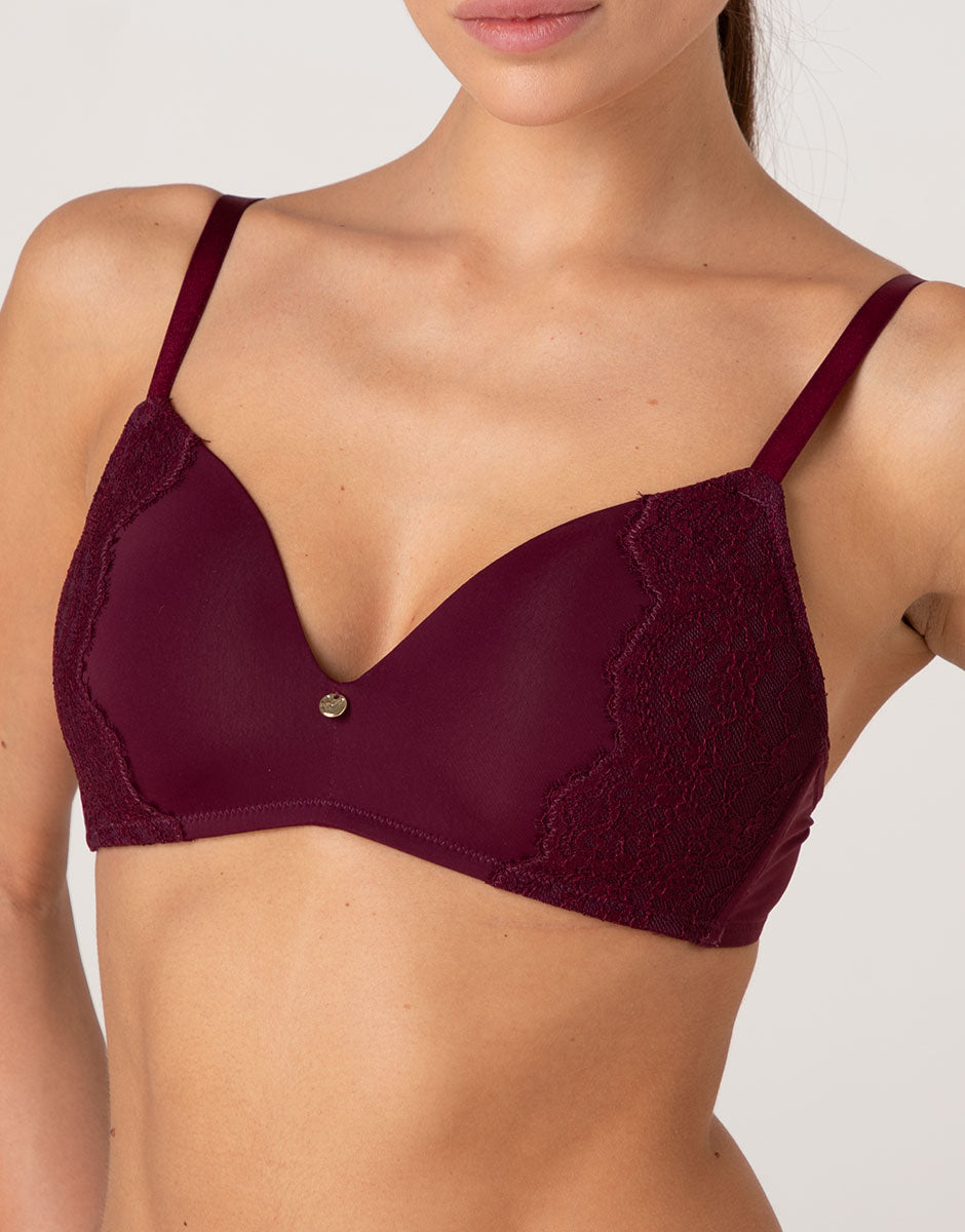 Lovable Beauty Lace reggiseno imbottito senza ferretto pizzo vinaccia
