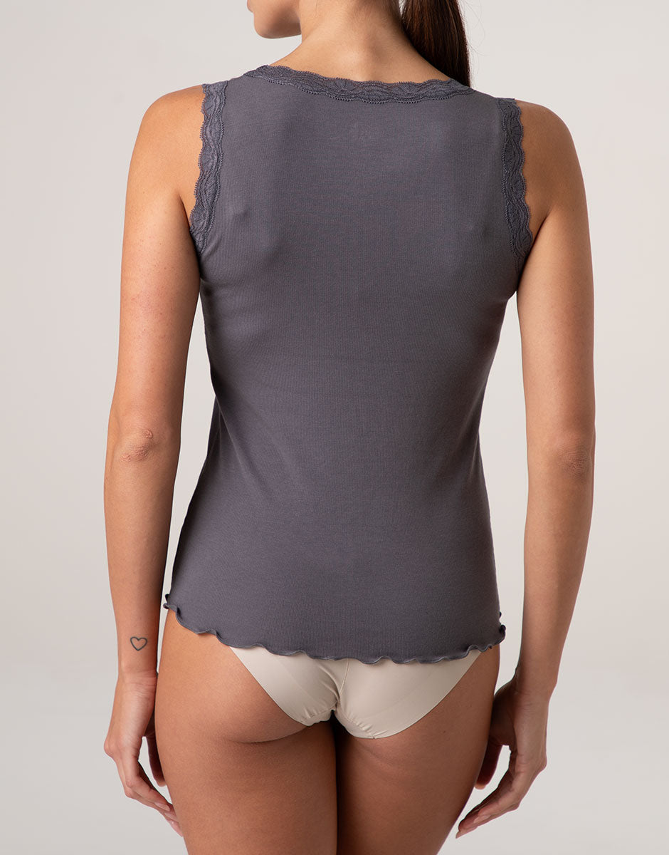 Lovable Warm Modal And Silk canotta grigio scuro pizzo modal seta