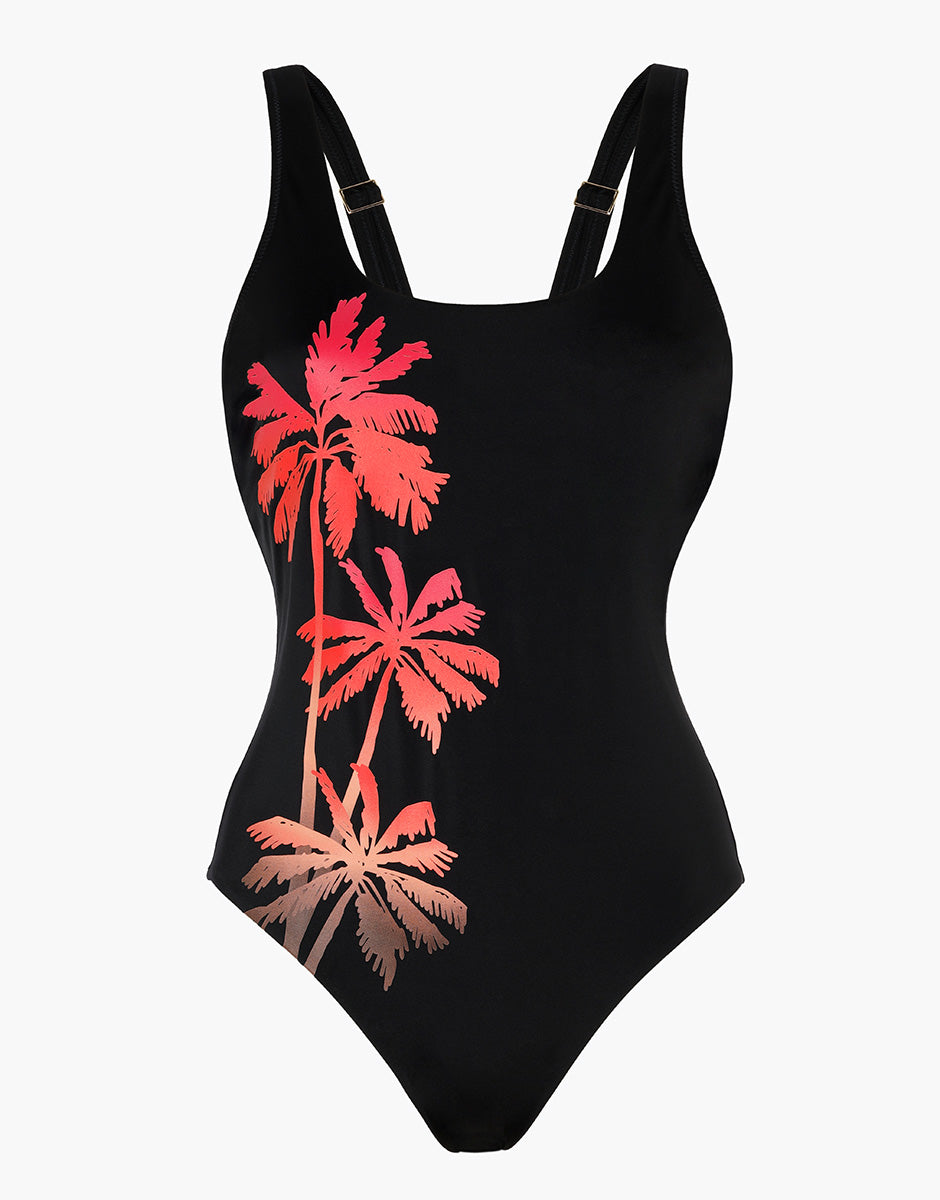 Lovable Printed Shaping Micro costume intero nero palma