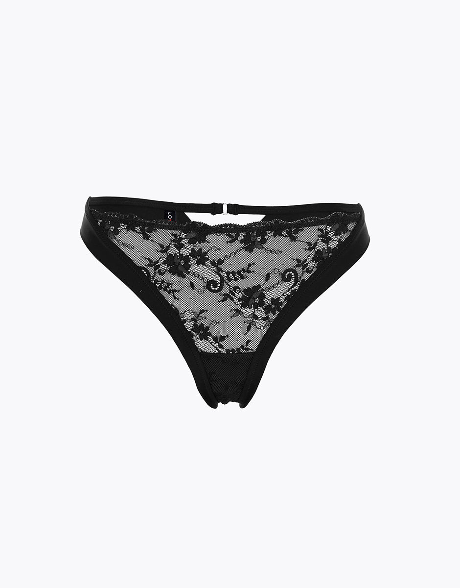 Lovable Delicate Floral Lace Perizoma nero pizzo