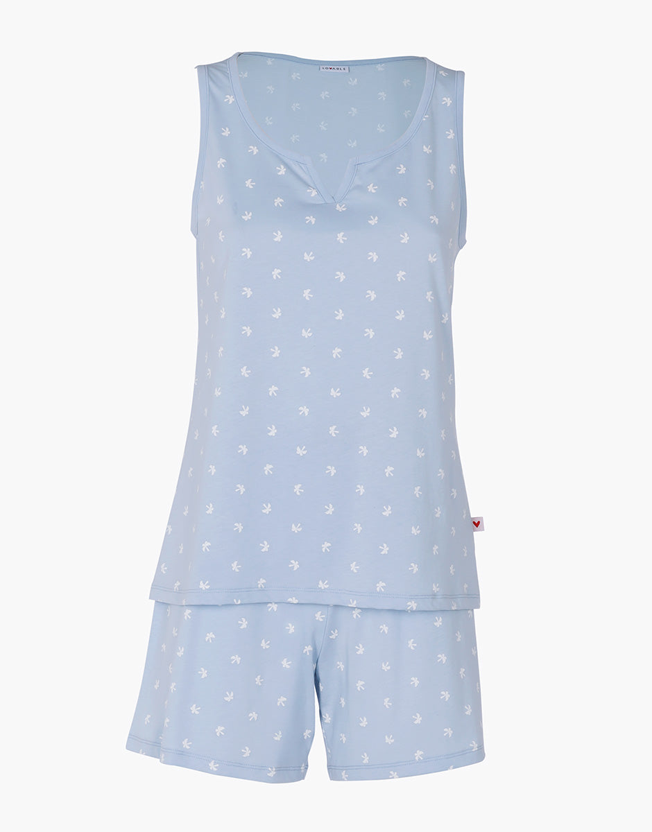 Lovable Pigiama Corto Smanicato Azzurro in Jersey Cotone
