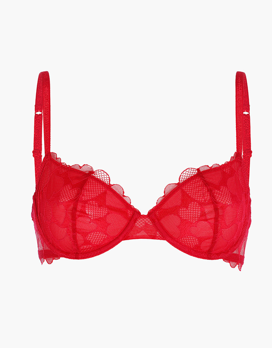 Lovable Romance Hearts Reggiseno Rosso Cuori in Tulle
