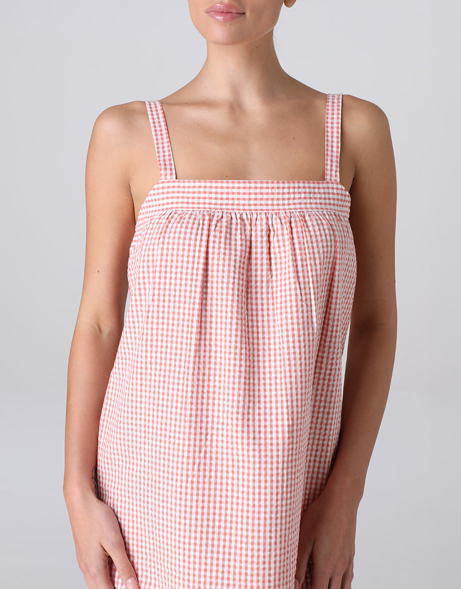 Lovable Camicia da Notte Seersucker Vichy Terracotta