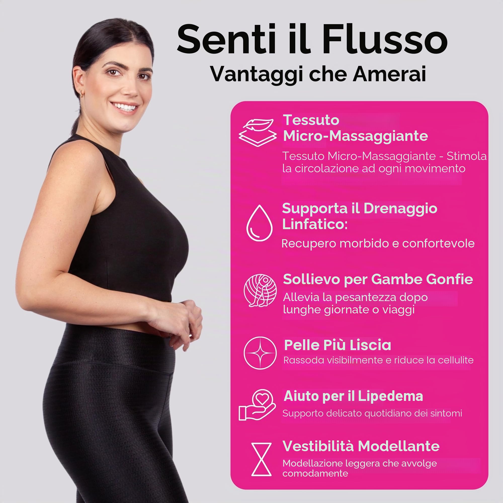 Lipoelastic Flow Leggings Modellanti Nero Taglia M