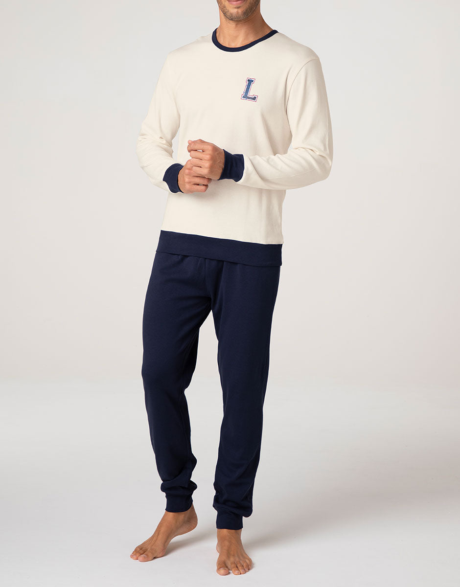 Lovable Man Interlock L0E91 pigiama avorio cotone