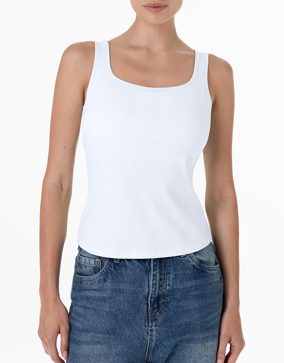 Lovable Rib Cotton Canotta Cotone Bianco Coppe Imbottite