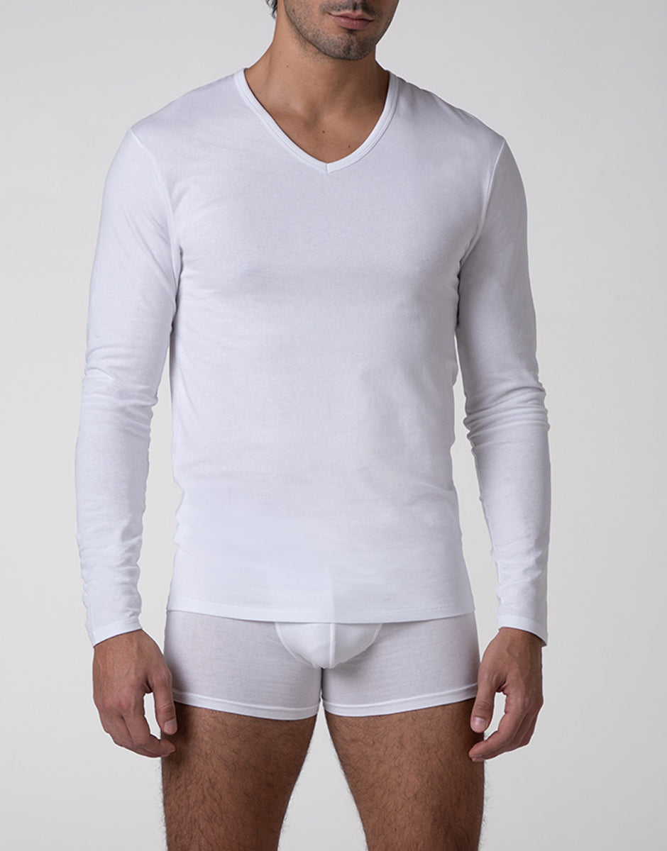 Lovable Man Cool Sensation Maglia V Cotone Stretch Bianco
