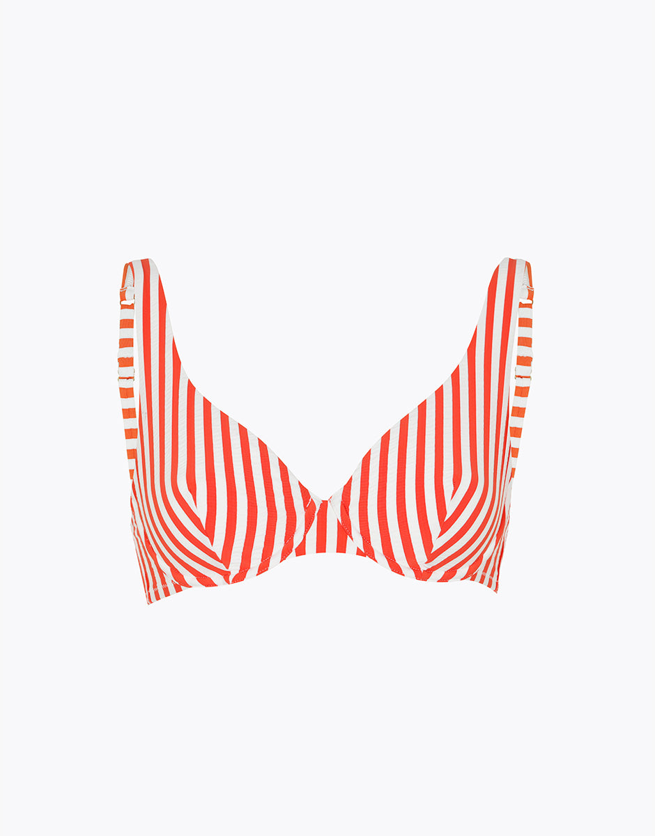 Lovable Resort Wavy Micro top costume righe arancio avorio