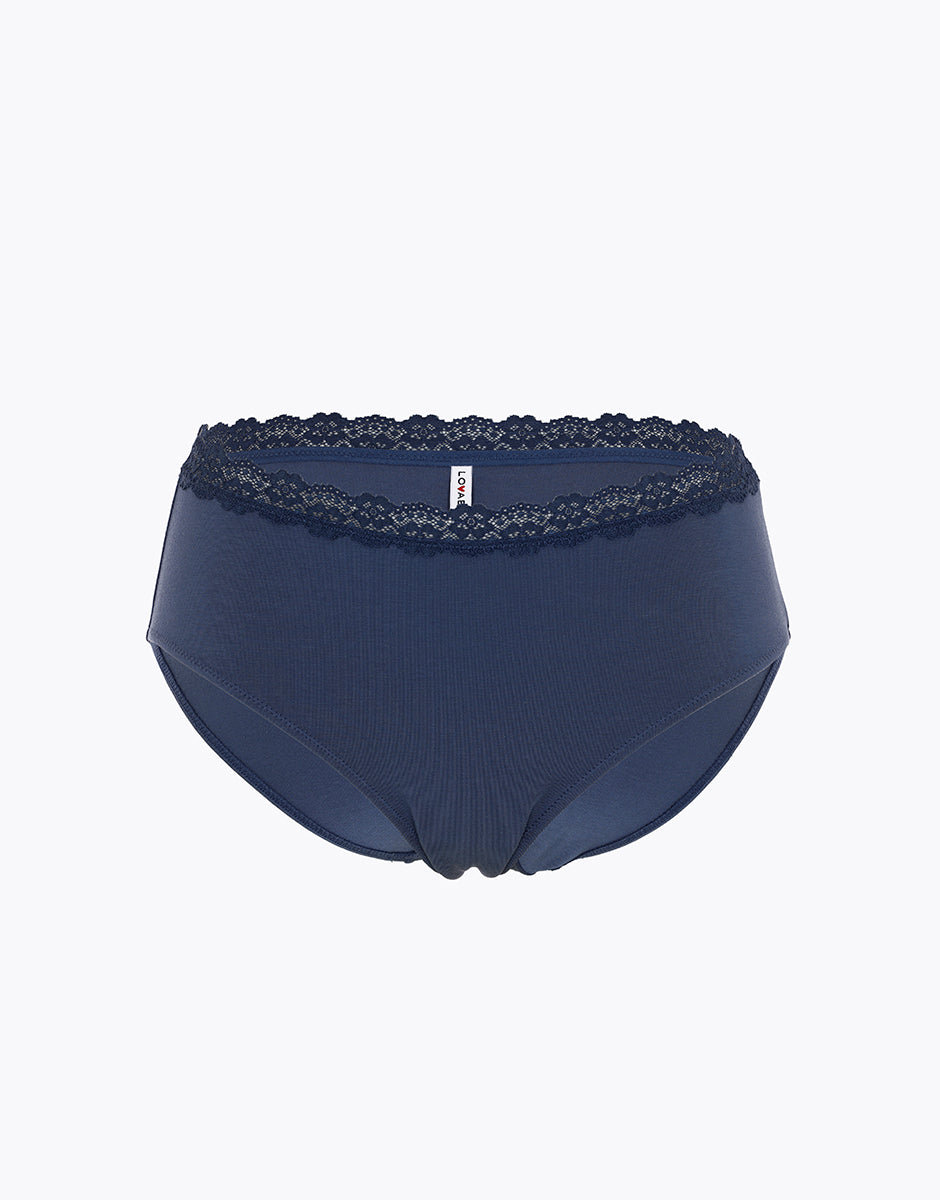 Lovable Trendy Modal Slip Alto Cotone Blu Polvere in Pizzo