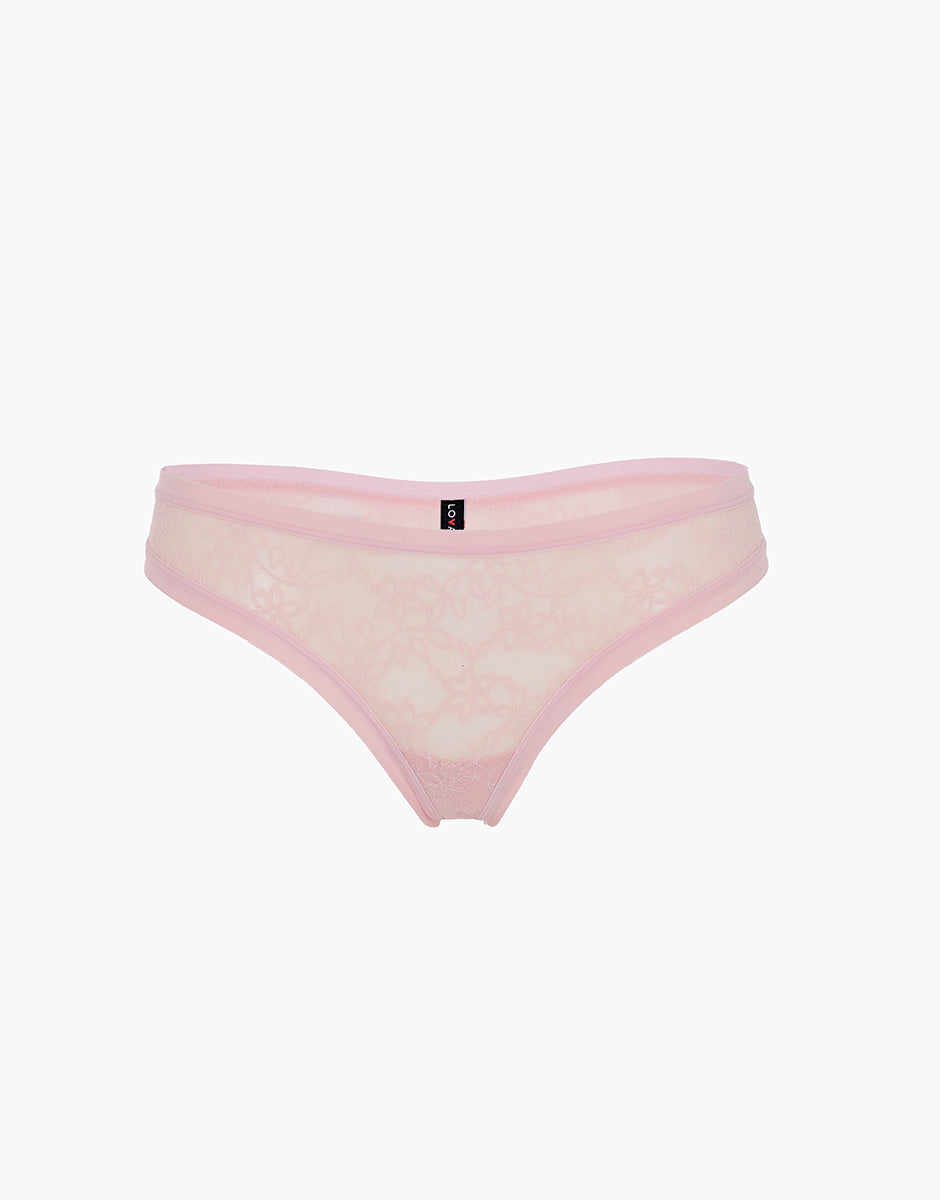 Lovable Lovely Lace perizoma pizzo rosa blush in cotone