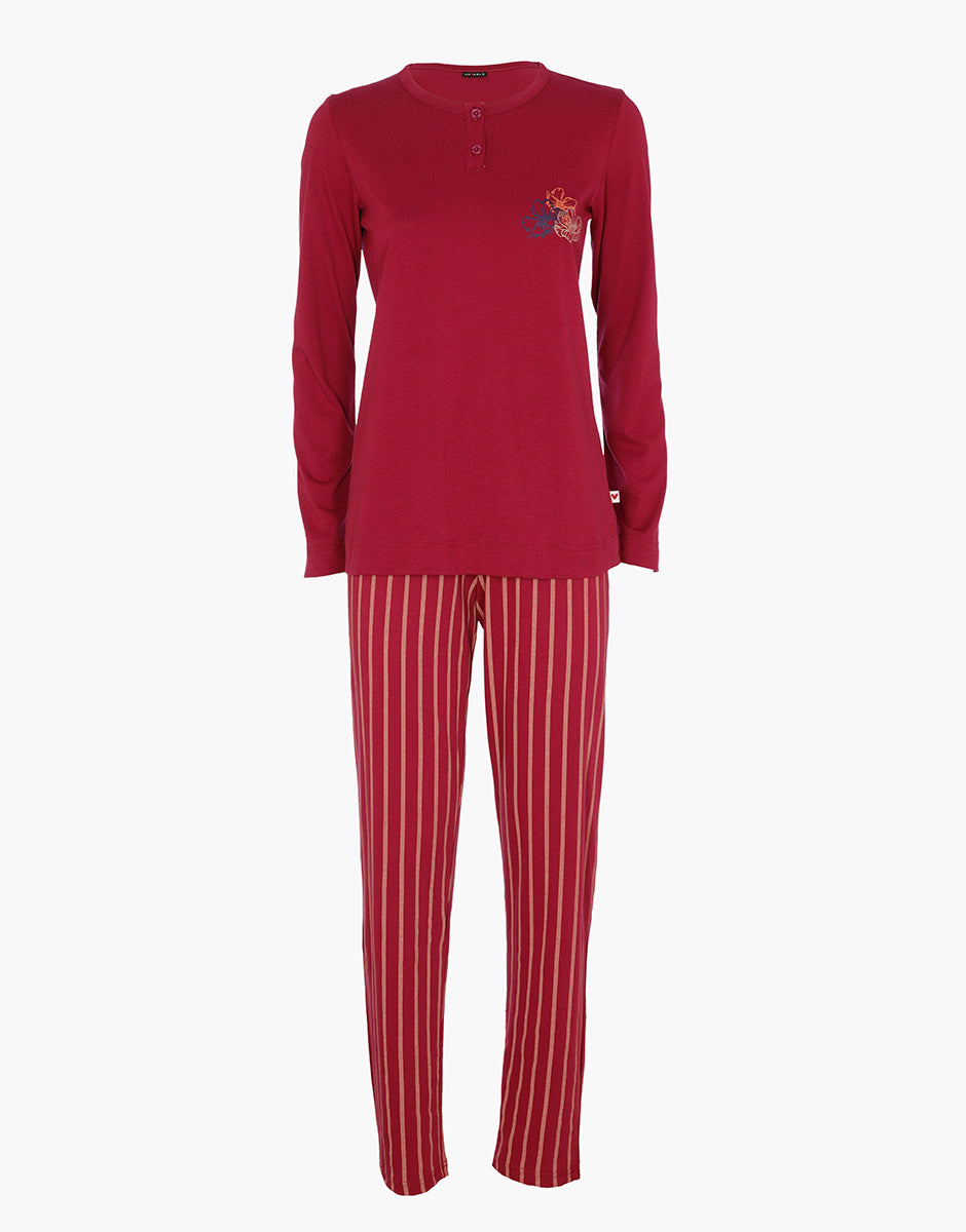 Lovable pigiama lungo serafino jersey lampone intenso