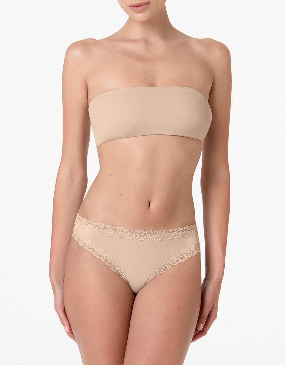 Lovable Lacy Micro Brasiliano Microfibra Nudo Chiaro