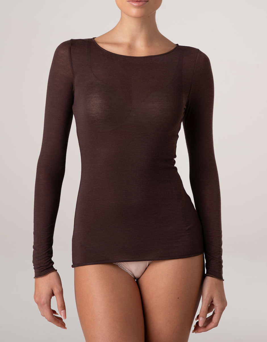 Lovable Ultralight Warm Maglia Scollo Barchetta Cioccolato