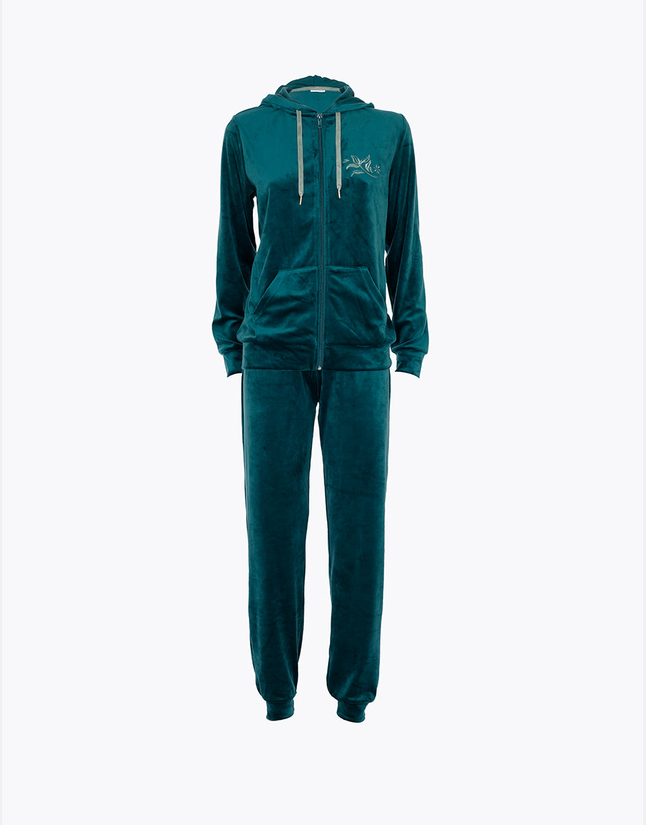 Lovable homewear ciniglia zip cappuccio verde
