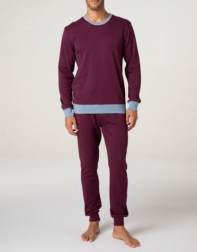 Lovable Man pigiama lungo uomo vinaccia in interlock cotone