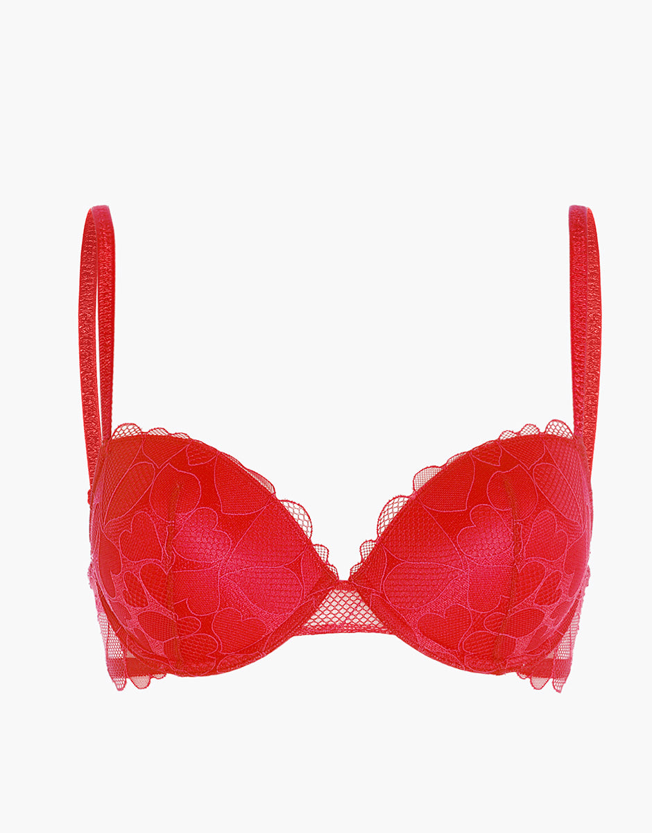 Lovable Romance Hearts reggiseno push-up rosso cuori in tulle