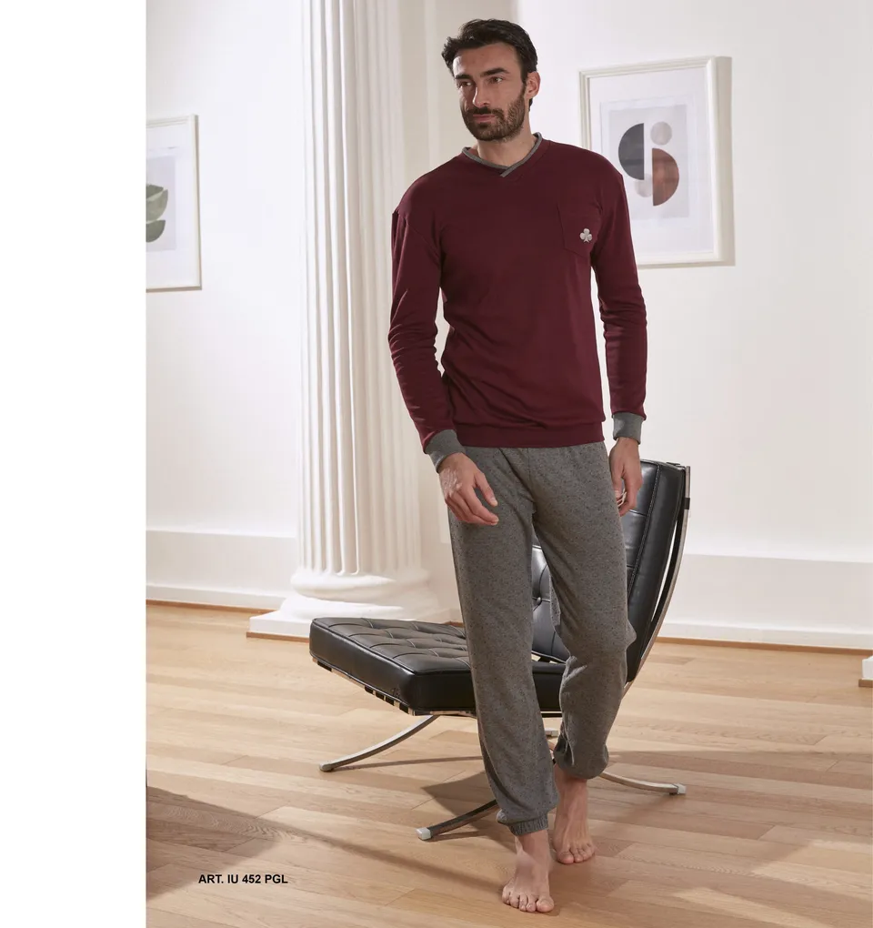 Intimami pigiama uomo interlock caldo scollo a punta
