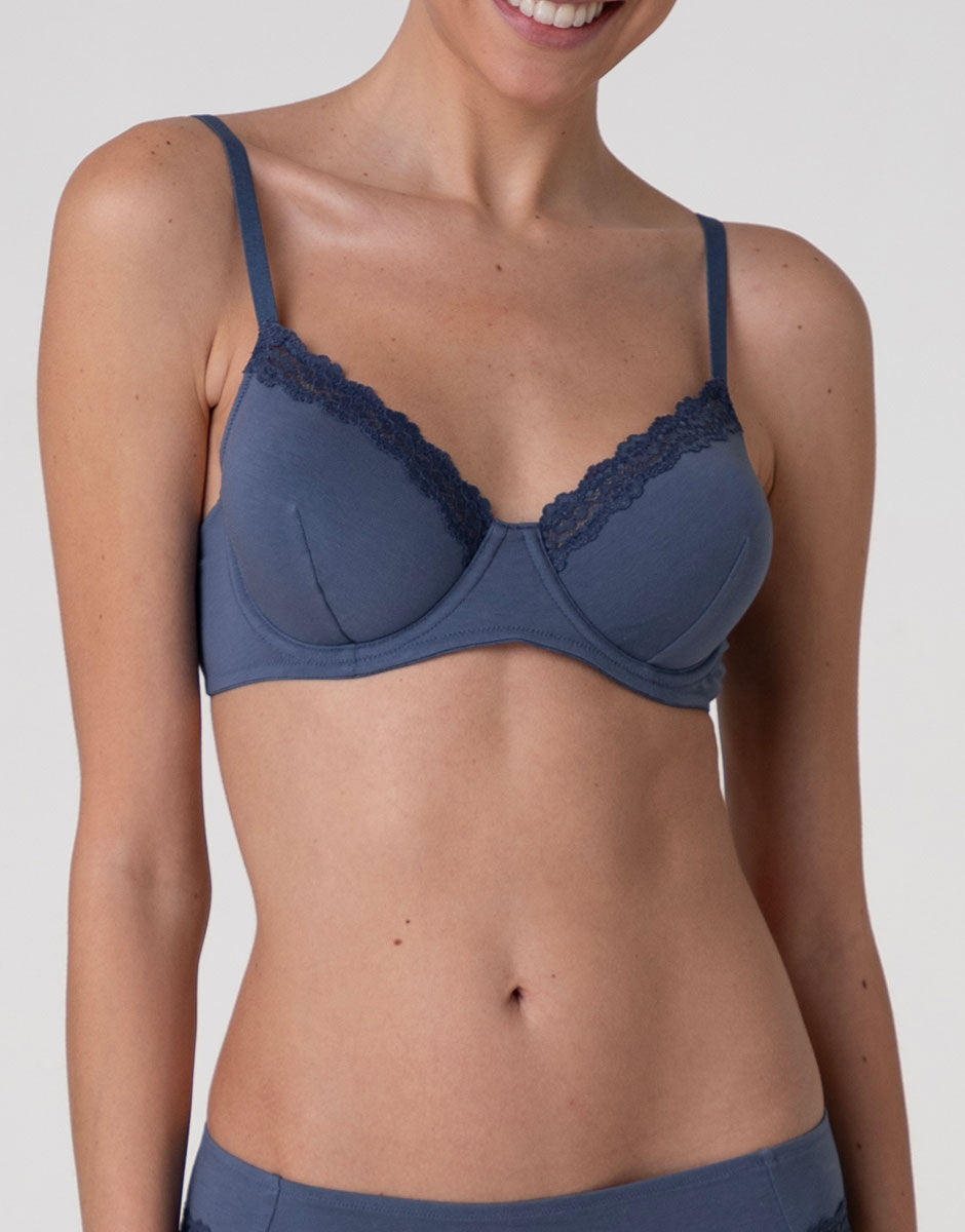 Lovable Trendy Modal reggiseno con ferretto blu polvere cotone