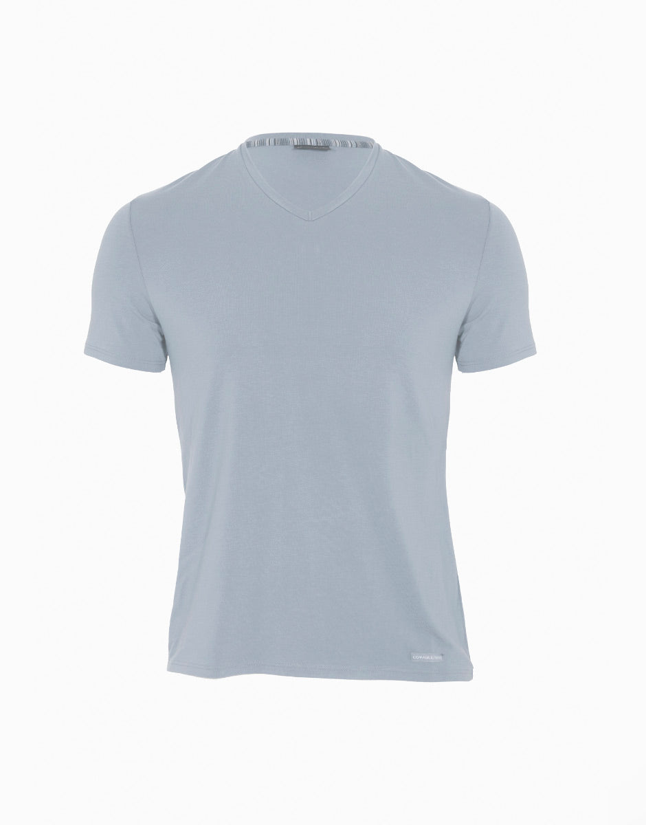 Lovable Man L070A t-shirt scollo a V grigio chiaro micromodal
