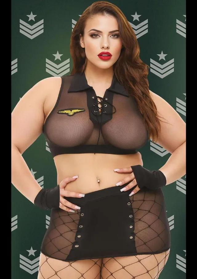 Baci Dreams Sargeant Seduction costume sexy nero Queen 4 pezzi